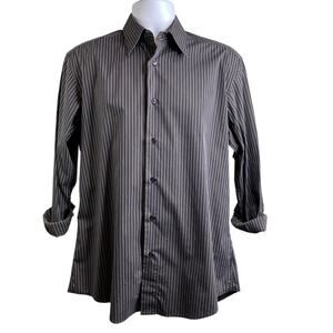 Zegna Men's Black Pinstripe Dress Shirt Size 39/15.5 Classic Career‎ Office